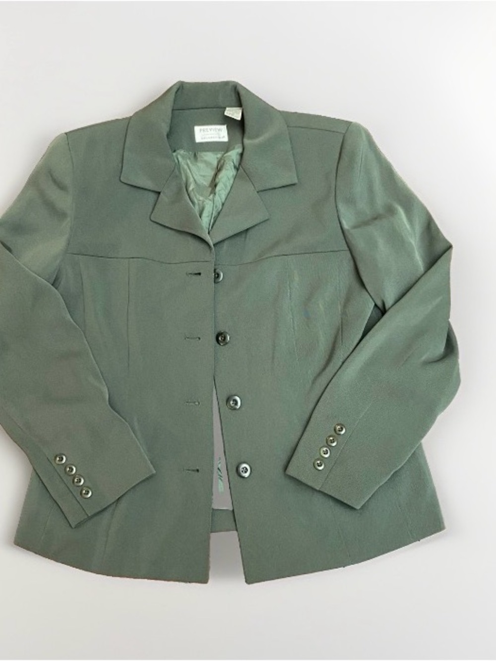 Vintage Preview Collection Sage Green Tailored Blazer Lined Women’s Size 12 Y2K